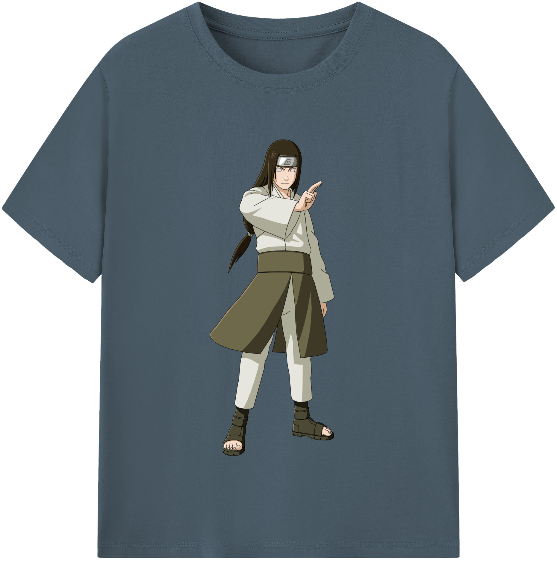 （画像用） NARUTO -ナルト- 日向ネジ Hyūga Neji 綿100％半袖Tシャツ（フロントプリント）